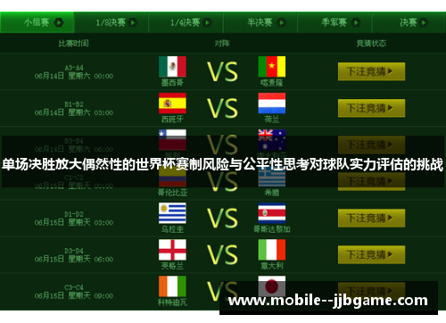 单场决胜放大偶然性的世界杯赛制风险与公平性思考对球队实力评估的挑战